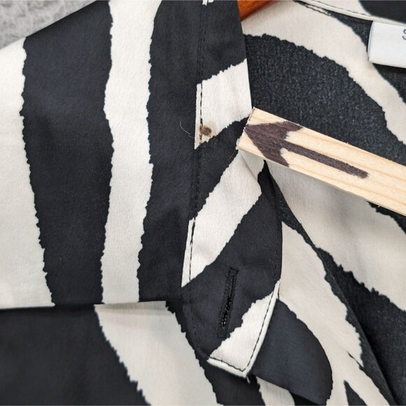Sergio Hudson Zebra Print Blouse Womens Black Button Front Long Sleeve Size L - Picture 10 of 10